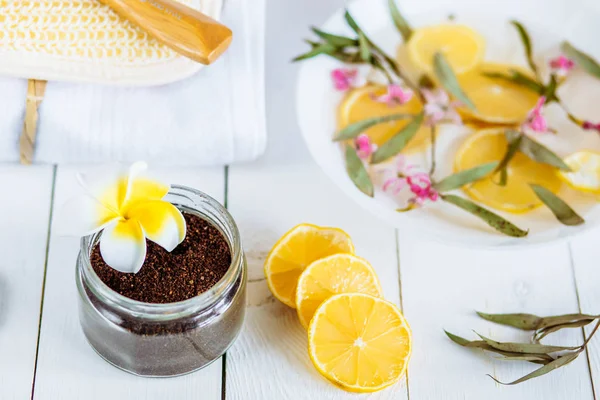 Spa Bathroom Aromatherapy Accessories Lemon Fruit — Stock Photo, Image
