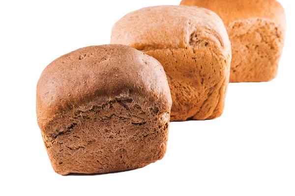 Διαφορετικές Καρβέλια Ψωμί Άσπρο Φόντο Απομόνωση Γκρο Πλαν Αρτοποιείο — Φωτογραφία Αρχείου