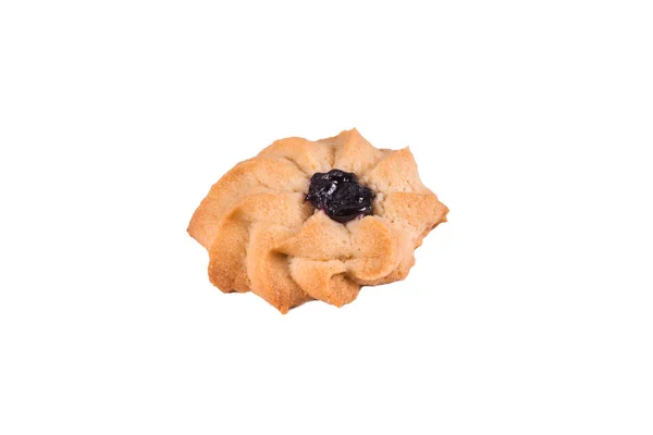 Jeden Soubor Cookie Kurabye Bílém Pozadí Izolované Čerstvé Pečivo Pekárna — Stock fotografie