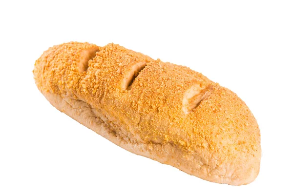Baguete Deliciosa Fresca Pão Sobre Fundo Isolado Branco — Fotografia de Stock
