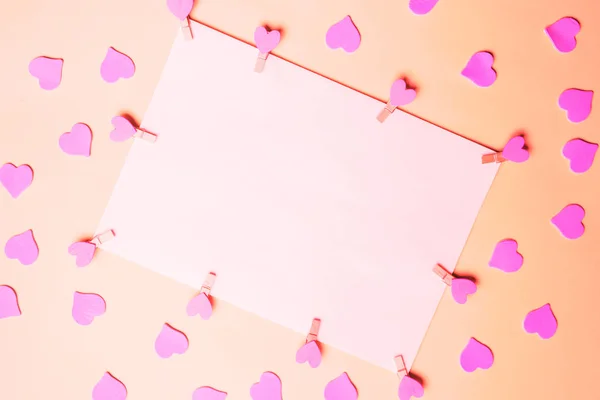 Valentinstag Hintergrund Flache Lage Draufsicht Kopierraum Weißes Papier Für Text — Stockfoto