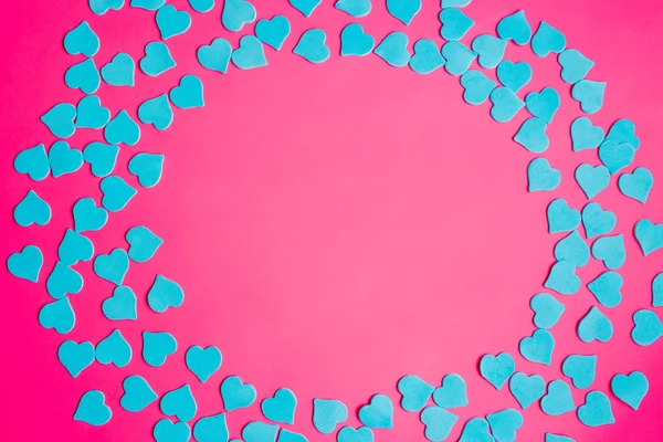 분홍색 배경에 하트의 프레임 어머니의 발렌타인의 — 스톡 사진