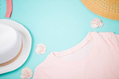 Tatil ve seyahat öğeleri, üst görünüm