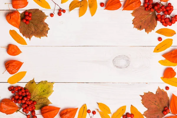 Autumn text frame on white background