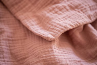 Güzel pembe müslin kumaş, battaniye, kumaş yakın plan