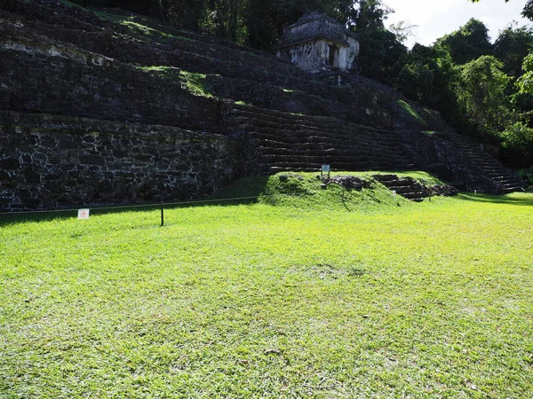 Front Stony Pyramid Ancient Mayan National Park Palenque City Mexico — Fotografia de Stock