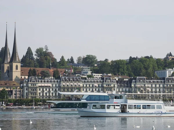 Lucerne Switzerland August 2018 Representative Hotel Buildings Boat European City — ストック写真