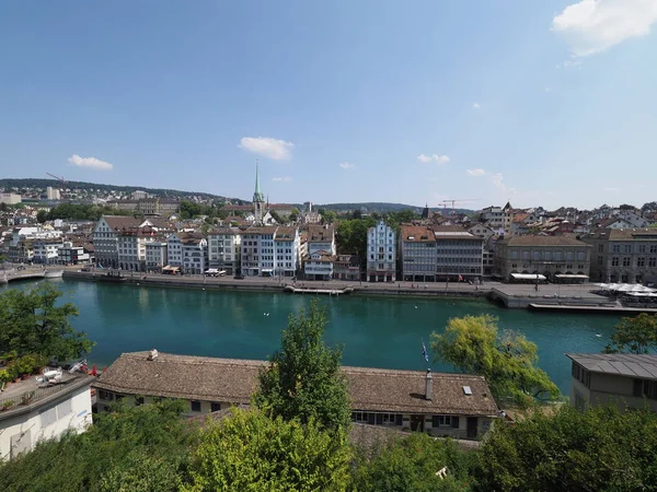 Curich Švýcarsko 2018 Městská Krajina Evropského Curychu Švýcarsku Domy Břehu — Stock fotografie