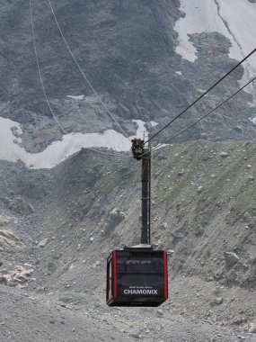 Güzellik Avrupa Alpleri yatay - dikey olarak en yüksek Fransız dağlar mesafeden Aiguille Du Midi Cable car kabin