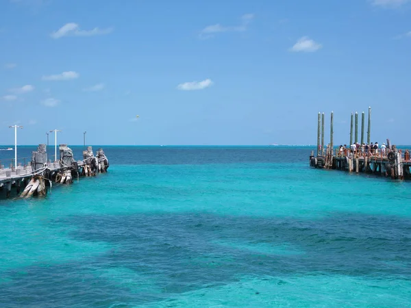 Molo Wody Plaży Żółwi Tortugi Playa Karaibach Krajobrazy Morza Karaibskiego — Zdjęcie stockowe
