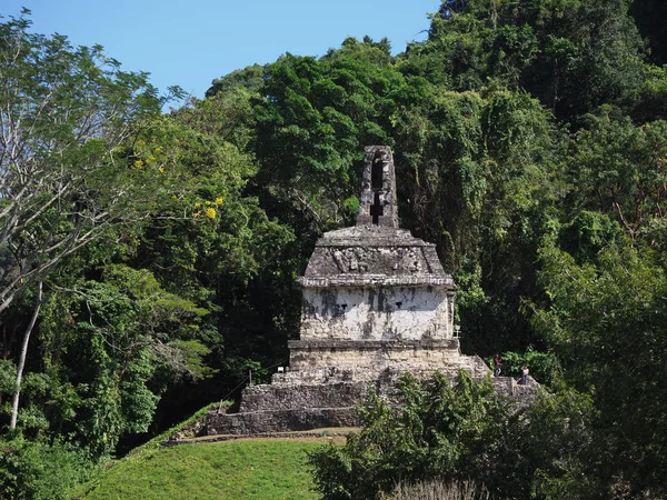 Top Ancient Temple Cross Pyramid Mayan National Park Palenque City — Fotografia de Stock