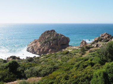 Fas'ta mesafe İspanya ile Cebelitarık Boğazı boyunca Afrika Cap Spartel manzara manzara manzara