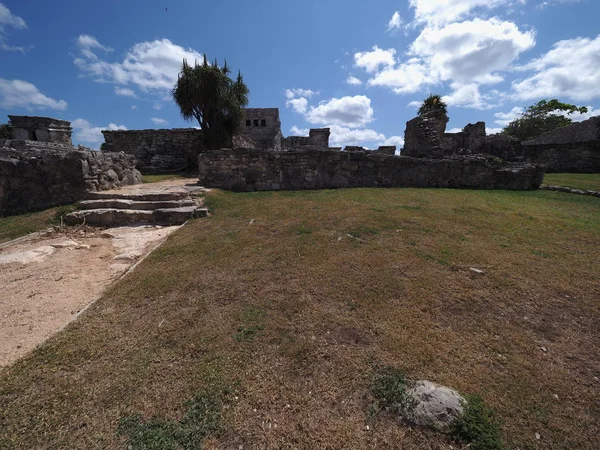 Archaeological Site Ancient Ruins Mayan Temple Mexican City Tulum Quintana — ストック写真