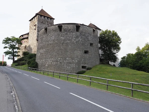 Verharde Weg Kasteel Europese Hoofdstad Vaduz Liechtenstein Met Bewolkte Hemel — Stockfoto