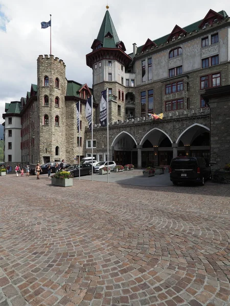 Moritz Switzerland August 2018 Badrutt Palace Hotel Building European City — стокове фото