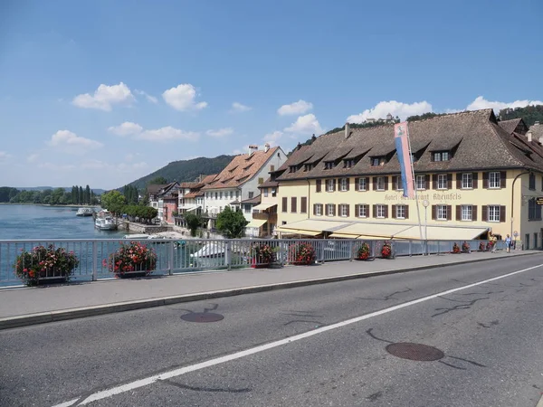 Stein Rhein Switzerland August 2018 European Town Seen Bridge Rhine — 图库照片