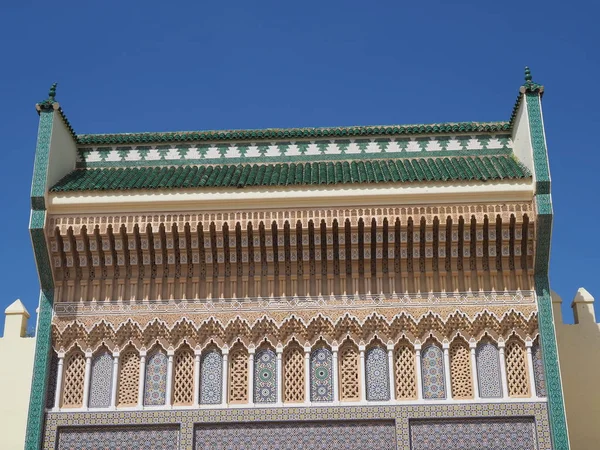 Part Old Palace African City Fez Morocco Clear Blue Sky — Stock fotografie