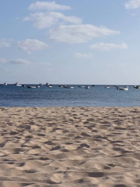 Beach Fishing Boats Atlantic Ocean African Santa Maria Town Sal — Φωτογραφία Αρχείου