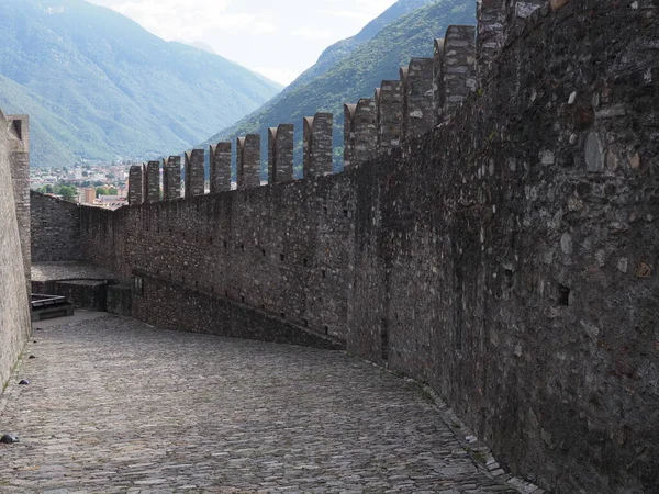 Medieval Stony Walls Castel Grande European Bellinzona City Capital Canton — Foto de Stock