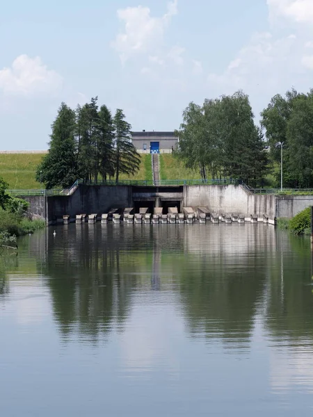 Dam Reflected Waters Pond European Goczalkowice Town Silesian District Poland —  Fotos de Stock