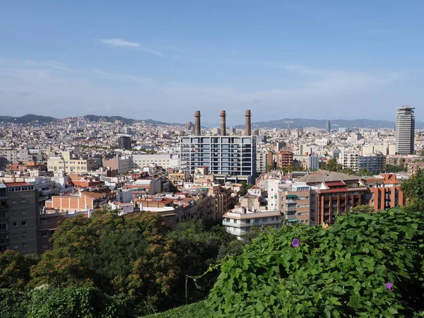 Cityscape European City Barcelona Catalonia District Spain Clear Blue Sky — Stock Fotó