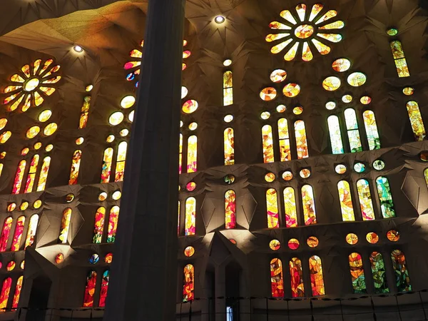 Barcelona Spain September 2019 Stained Glass Windows Cathedral Sagrada Familia — Stock Photo, Image