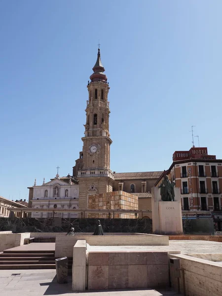 Zaragoza Spain September 2019 Cathedral Savior Main Market Square European — Foto Stock