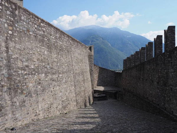Medieval Walls Castel Grande European Bellinzona City Capital Canton Ticino — Foto de Stock