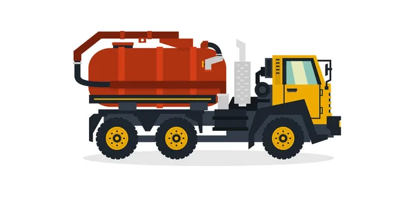 Transporte de agua, vehículos comerciales, equipos de servicio. Camión con tanque de agua. Ilustración vectorial — Vector de stock