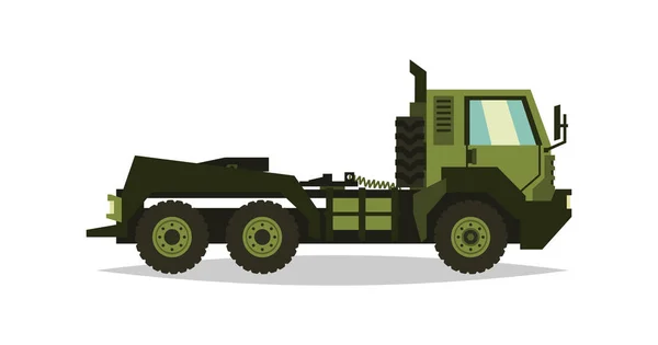 Camion Militare Auto Coinvolta Nei Combattimenti Trasporto Macchinari Pesanti Attrezzature — Vettoriale Stock