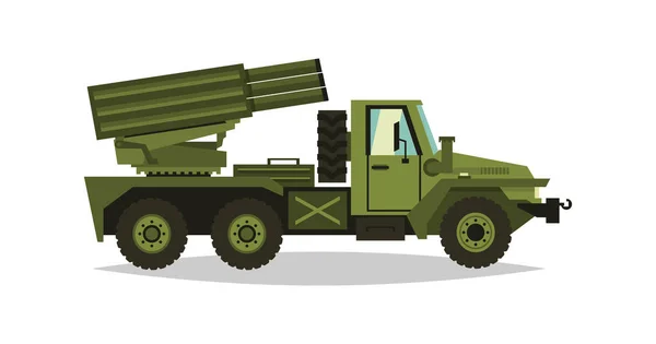 Meerdere Lancering Raket Systemen Raketten Granaten Militaire Truck Apparatuur Voor — Stockvector