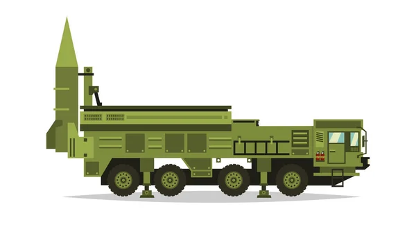 防空导弹系统 火箭和炮弹 大卡车特种军事装备 空中攻击 所有地形车 重型车辆 向量例证 — 图库矢量图片