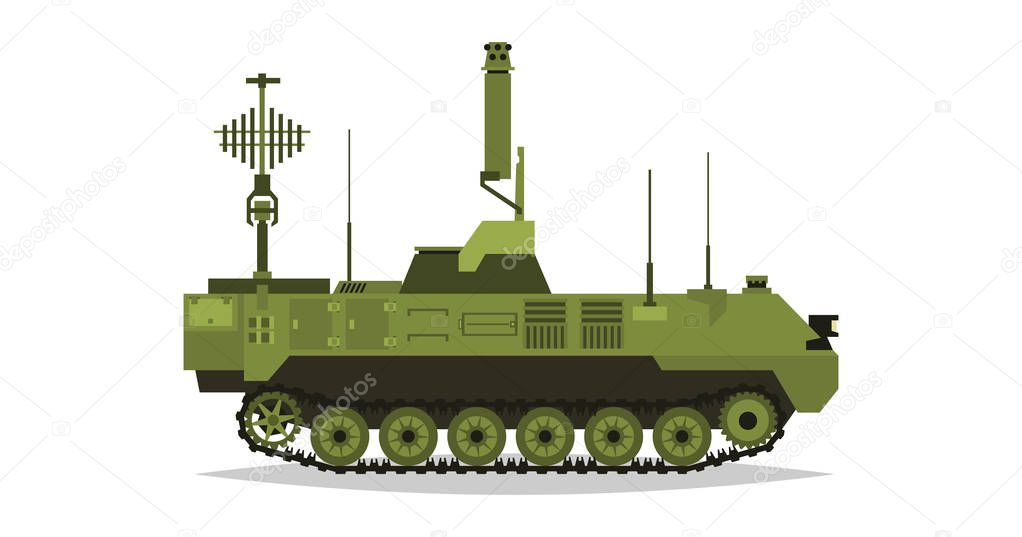 Air defense control system. Broadcasting, satellite communication. Antennas, receivers. Determining enemy locations. Special military equipment. All Terrain Vehicle, heavy vehicles