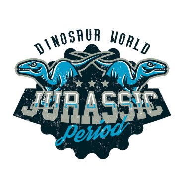 Bir T-shirt üzerine baskı için agresif dinozorlar saldırmaya hazır tasarım. Jurassic dönem, predator antik, spor stil. Vektör çizim, grunge etkisi
