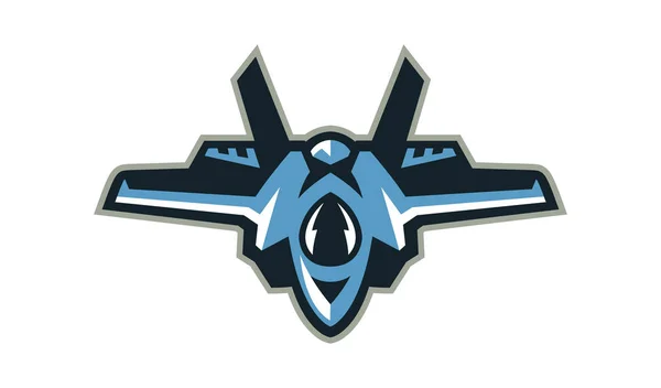 Logo des Kampfflugzeugs, des Abfangjägers, des Flugzeugs. Militärausrüstung. Vektor-Illustration, ein flacher Stil — Stockvektor