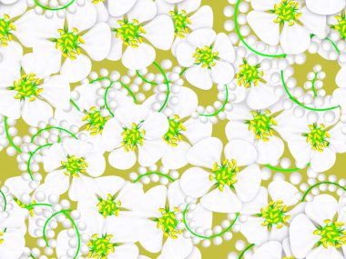 bej arka planda elma beyaz narin çiçekler.