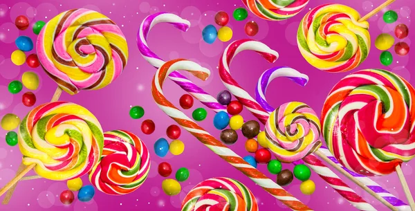 Candy background. Candies on a feulette background. — Stock Photo, Image