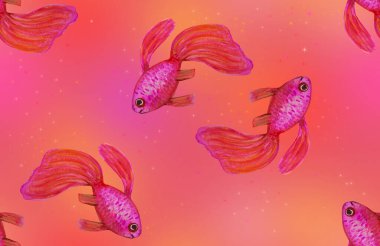 Japon balığı kuyruklu kusursuz bir desen..