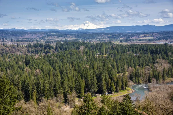 Overzien van Clackamas platteland en Mount Hood. — Stockfoto