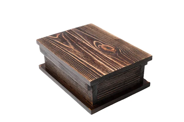 Drewniane lakierowane pudełko na białym tle — Zdjęcie stockowe
