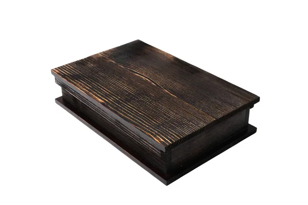 Drewniane lakierowane pudełko na białym tle — Zdjęcie stockowe