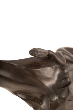 Beyaz bir arka plan üzerinde eski bir meşe ağacının kökleri yapılmış bir ürün. İzole görüntü