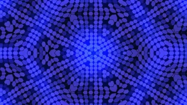 Fraktál kék Kaleidoszkóp háttér. Háttér motion design fraktál. Spektrum disco fények koncert spot izzó — Stock videók