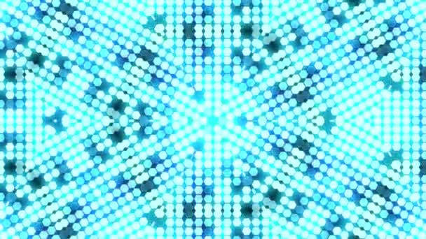 Фрактально-синий калейдоскопический фон. Фоновое движение с фрактальной конструкцией. Концертная лампочка в диско-спектре — стоковое видео