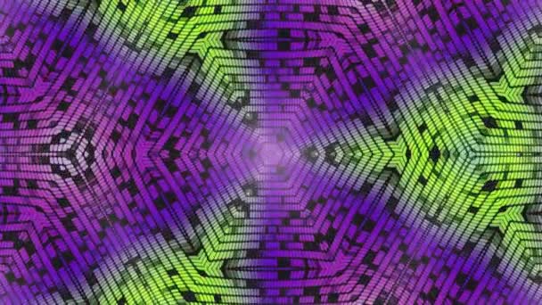 Fundo caleidoscópico azul fractal. Movimento de fundo com design fractal. Disco espectro luzes concerto spot bulbo — Vídeo de Stock
