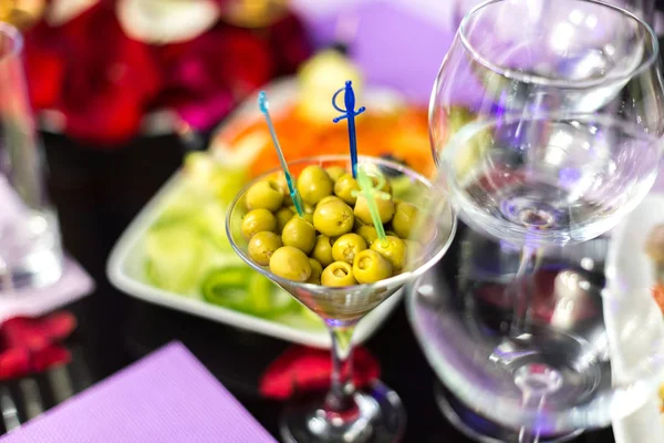 Served holiday table with different tasty dishes — Stock Photo, Image