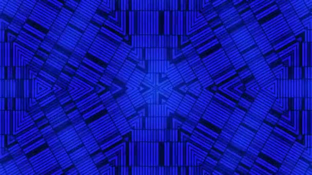 Fundo caleidoscópico azul fractal. Movimento de fundo com design fractal. Disco espectro luzes concerto spot bulbo — Vídeo de Stock