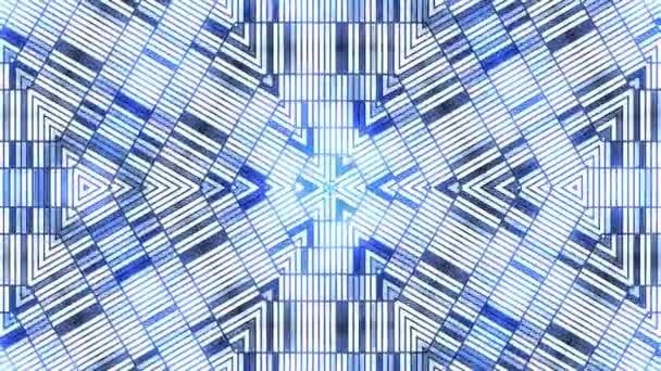 Fractal blue kaleidoscopic background. Background motion with fractal design. Disco spectrum lights concert spot bulb — Stock Video