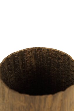 ahşap el sanatları kupa, kase, kaşık, kaşık toz beyaz arka plan üzerinde.