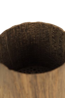 ahşap el sanatları kupa, kase, kaşık, kaşık toz beyaz arka plan üzerinde.